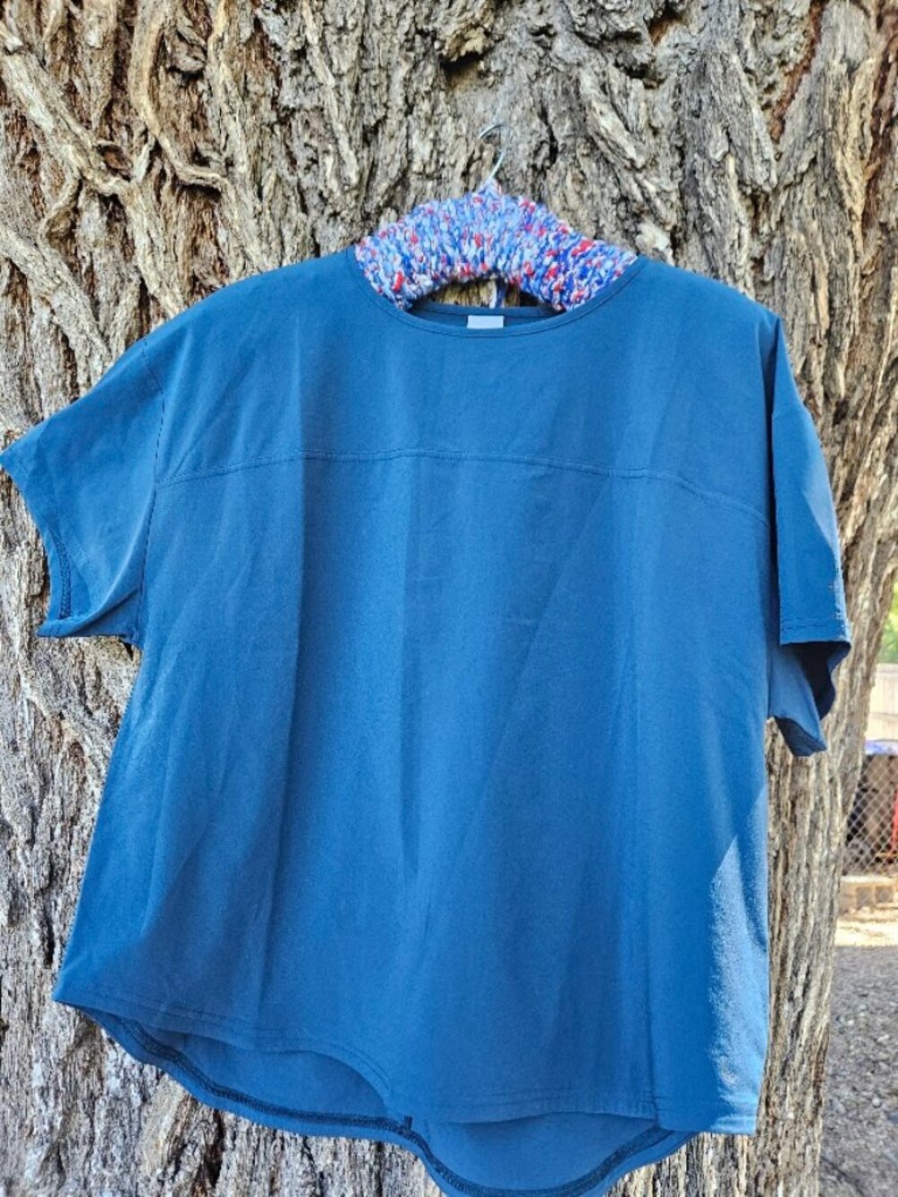NWT Women's Lolë Olivie Short Sleeve Top Relaxed Fit Fjord Blue - Large